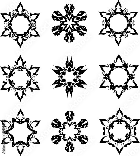 set of floral frames like star