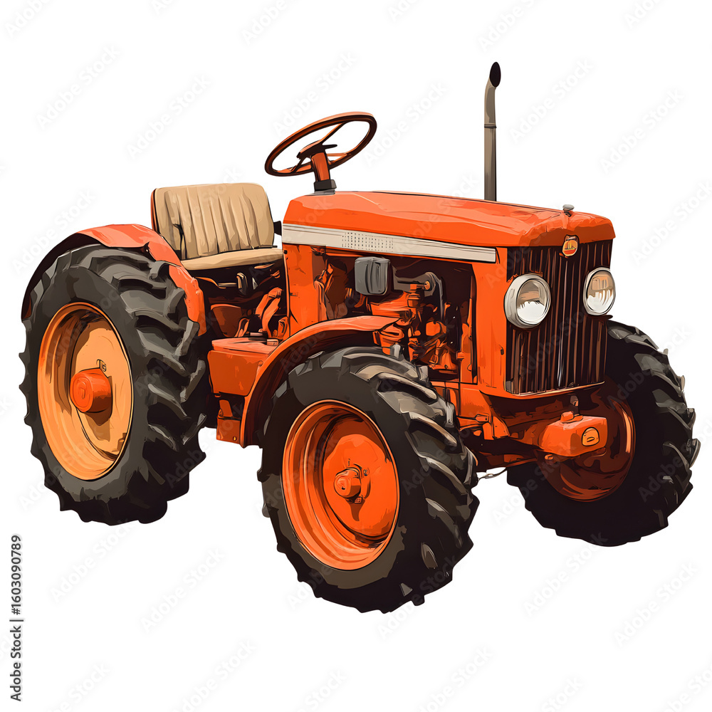 Obraz premium retro farming equipment with an open cab and exhaust pipe