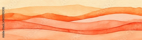 Abstract layered landscape of orange and peach tones.