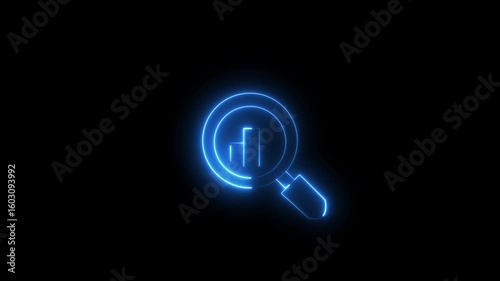 Neon bar chart icon - pointing finger at top data bar