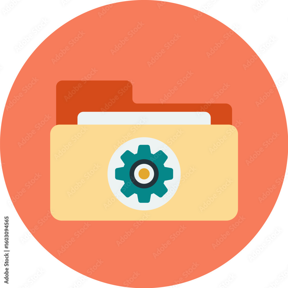 Folder icon with settings gear, representing file management and configuration. Folder icon with settings gear, representing file management and configuration.