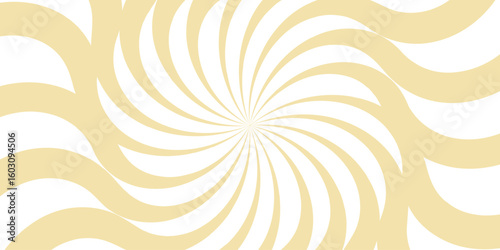 Abstract bright and energetic spiral background with alternating curved yellow and white segments.Hypnotic swirl radiates symmetrically sense of motion and energy. 