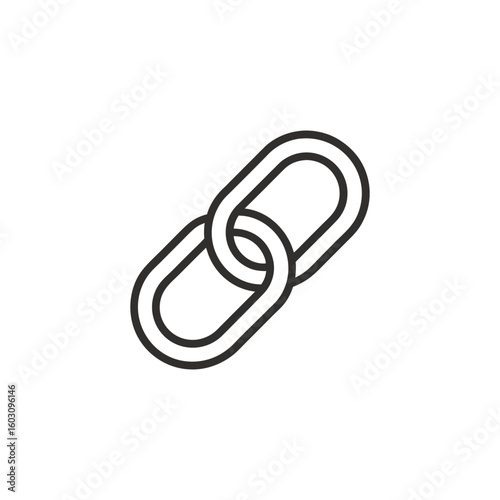 Simple chain link icon representing connection and strength isolated on a white background