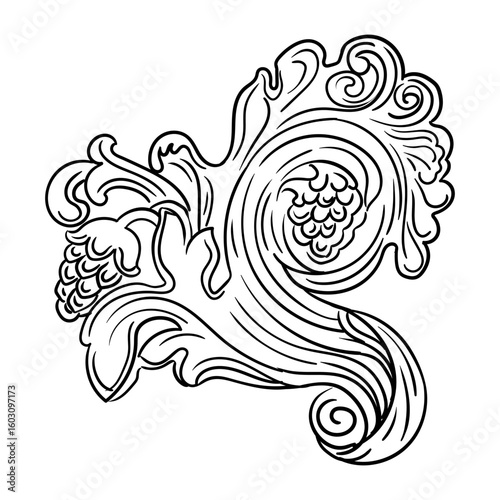 Vintage design element motifs of vines and grapes illustration