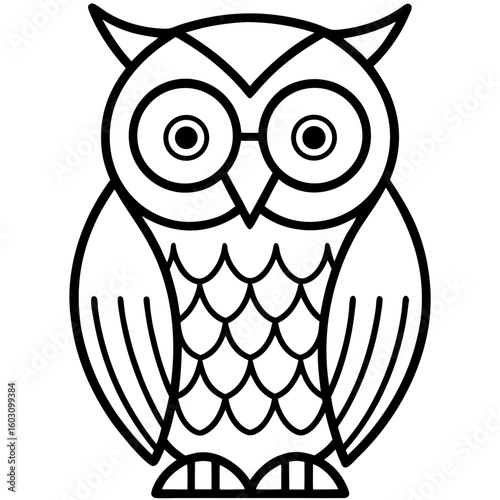 Stylized geometric owl with large round glasses silhouette