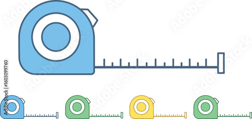 Illustration of colorful tape measures for diy projects home improvement