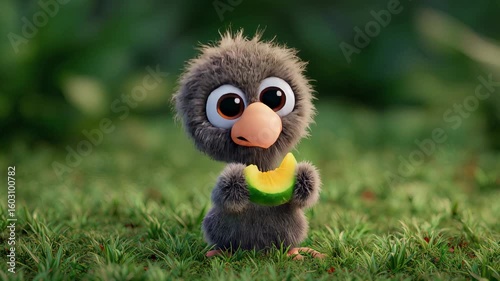 Adorable Baby Bird Eating Melon | 3D Animated Scene