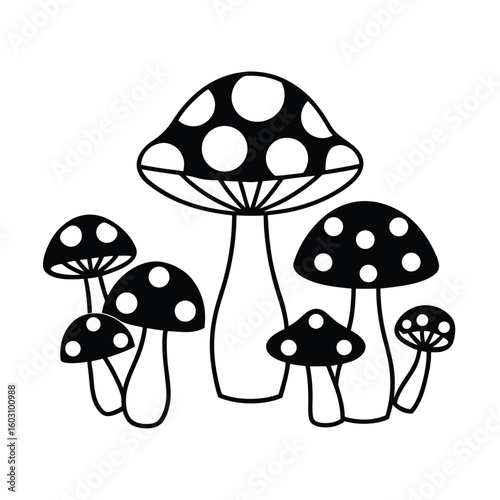 Diverse Mushroom Collection Vector Illustration Full Set of Edible and Wild Fungi