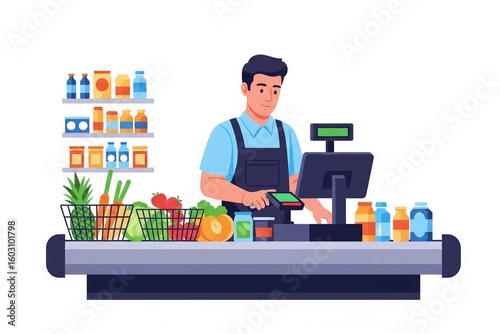 Retail Clerk Assisting at Cash Register