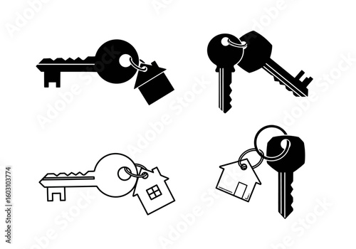 Collection of House Keys with Decorative Keychains Symbolizing Home Ownership and Property Access