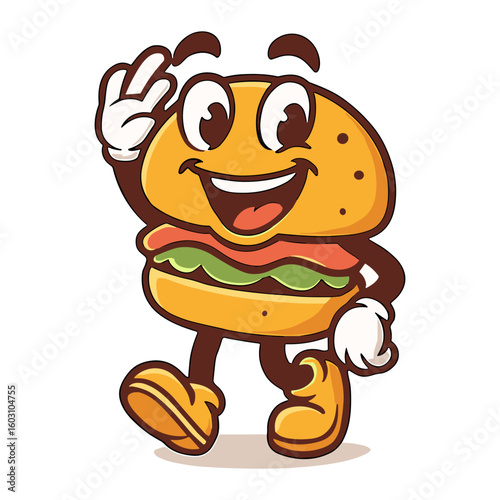 Hamburger Mascot Cartoon Smiling Hamburger Illustrations