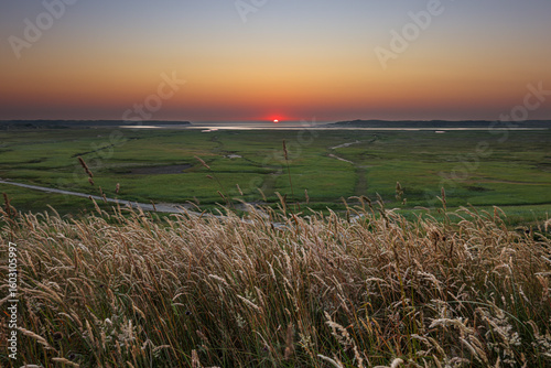 Schilderij op canvas Texel, De Slufter, sunset, holidays, North sea, island, nature reserve, Netherla