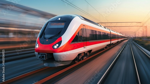 Futuristic high-speed train, modern transport, efficiency,