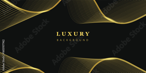 Elegant Luxury Gold Lines on Black Background. Ideal for premium branding, invitations, certificates, packaging, and high-end design projects. The design conveys elegance, luxury, and professionalism.