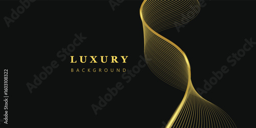 Elegant Luxury Gold Line Background on Black. Perfect for luxury branding, premium packaging, invitations, certificates, or high-end promotional materials. Vector EPS format easy editing and scale.