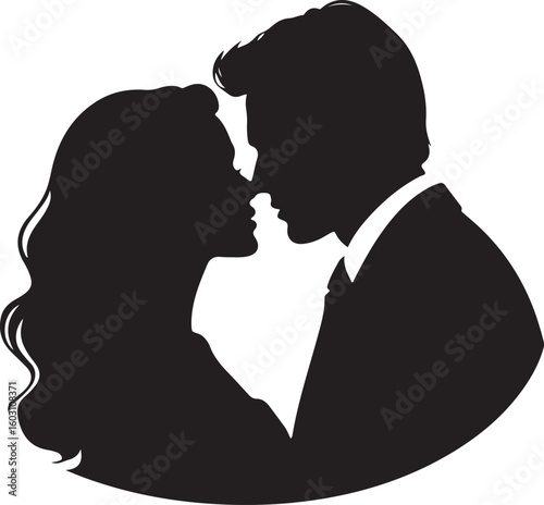 Couple silhouette romantic embrace love