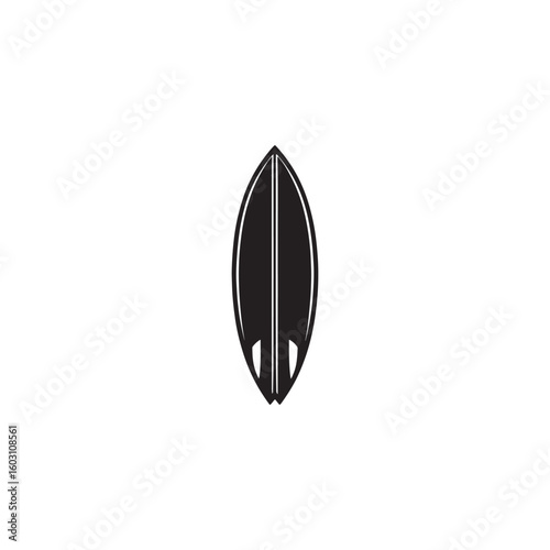 black silhouette vector illustration of a classic surfboard, black vector of surfboard
