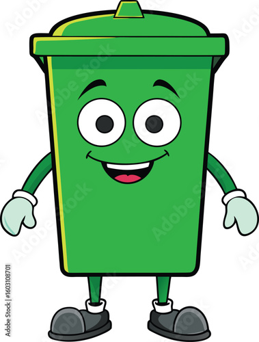 Smiling garbage can encourages kids to throw trash properly