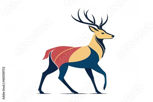 Minimalist flat vector deer illustration simple stylized design bold colors clean aesthetic animal vector animal vector on white background
