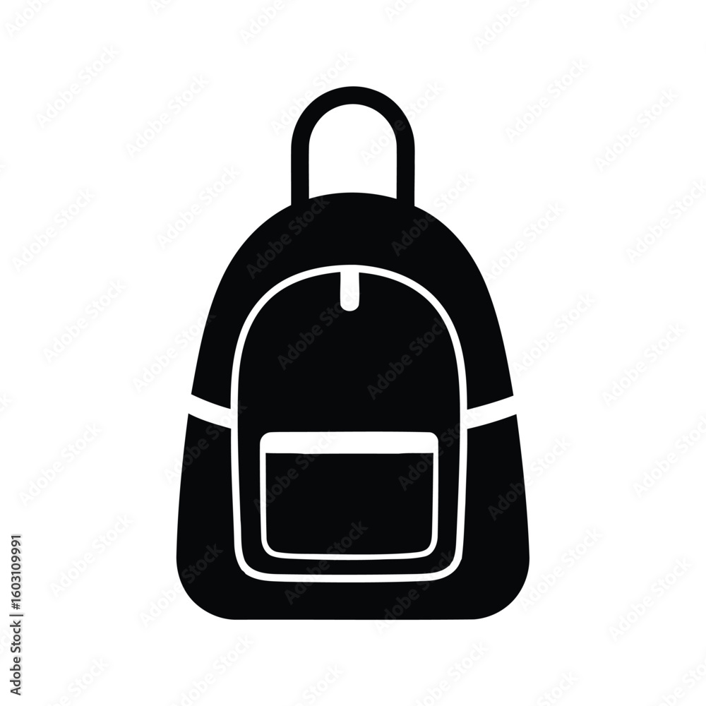 Fototapeta premium Simple black silhouette of a backpack