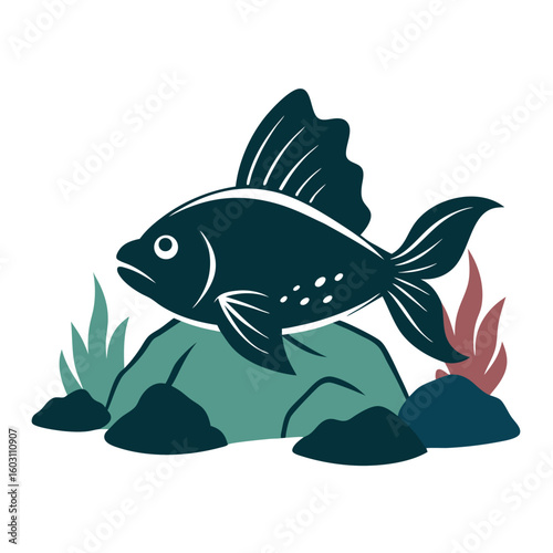 fish on a blue background