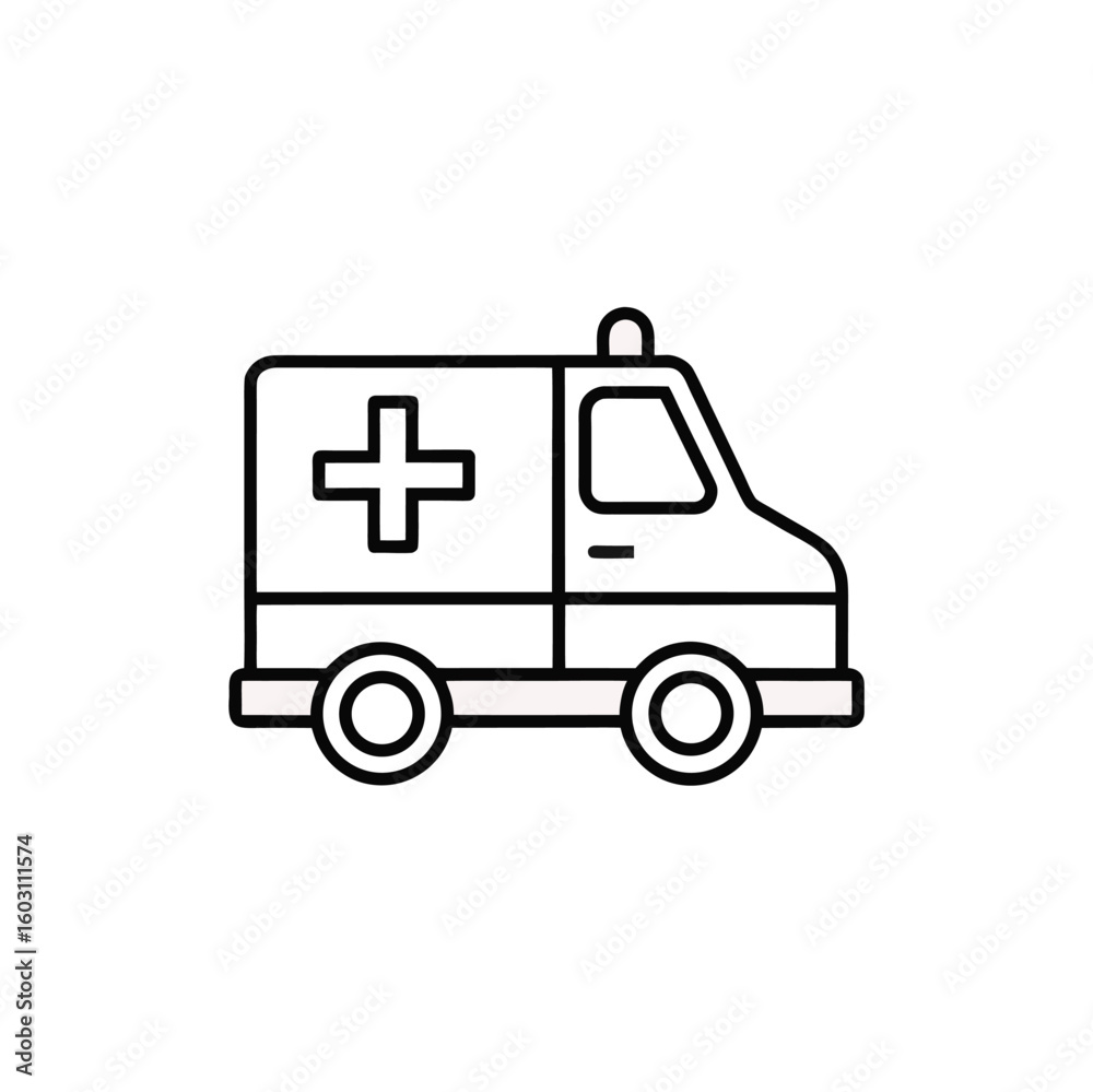 Ambulance medical vehicle with cross symbol isolated on white background Ambulance medical vehicle with cross symbol isolated on white background