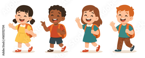 Kids happy expression cheerful boy girl adorable smiling child cartoon vector illustration design for template poster flyer background lifestyle family portrait childhood school education