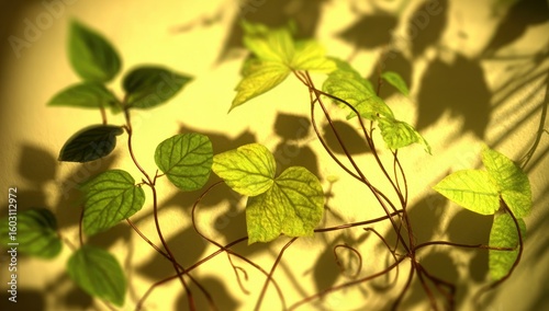 Close-up view of vibrant green leaves on climbing vines.