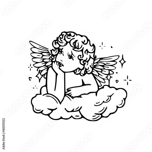 thinking angel cupid illustration