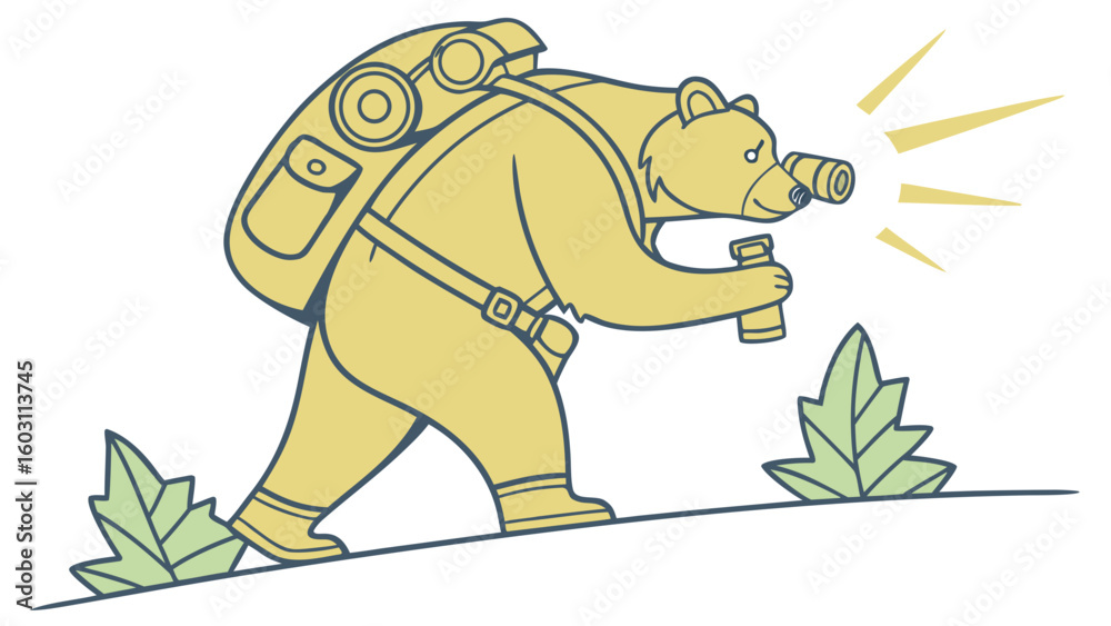 Obraz premium Charming SVG of a Curious Bear, styled in a Forest adventure theme with Evergreen Trails hues