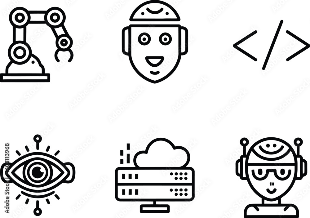 © Md Tarikul Islam - Vector icons depicting various aspects of artificial intelligence and robotics. © Md Tarikul Islam - Vector icons depicting various aspects of artificial intelligence and robotics.