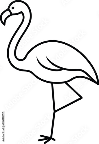 Flamingo Standing on One Leg Sketch