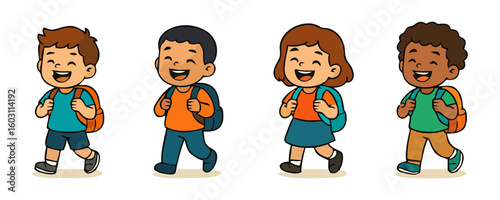 Kids happy expression cheerful boy girl smiling child cartoon vector illustration design for template poster flyer background lifestyle family portrait childhood school education