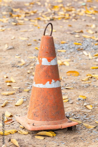 Old and dirty traffic cone