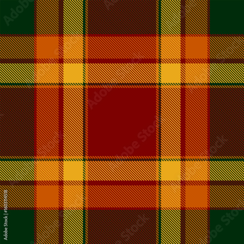 Vibrant autumnal plaid pattern. Rich textures and warm colors evoke feelings of comfort and tradition. Ideal for fall fashion, textile designs, home decor, or seasonal branding.