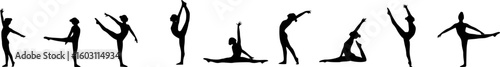 set of vector icon gymnast silhouette	