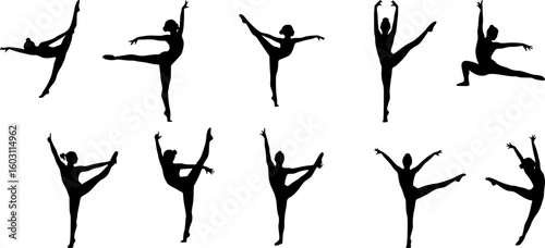 set of vector icon gymnast silhouette	
