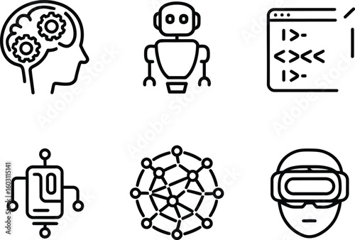 Futuristic technology icons, vector illustration for digital products