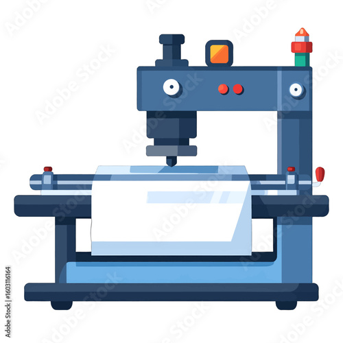 Flatbed Printer Illustration In Pixel Art Style