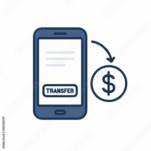 Mobile Money Transfer Icon: Digital Payment, Online Banking, and Secure Financial Transactions via Smartphone App