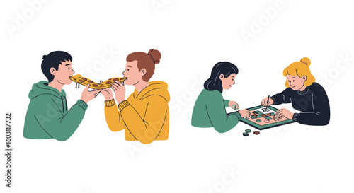 Shared Moments: Pizza Feast and Board Game Fun