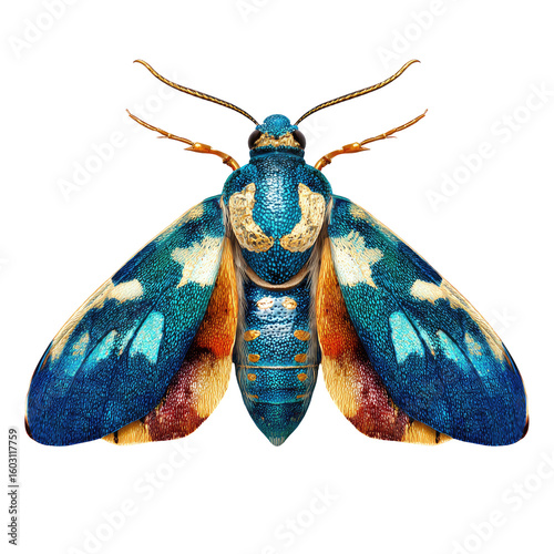 Vibrant moth, detailed and colorful