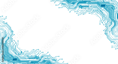 Abstract technology frame made of circuit board wires and digital elements. futuristic background with microchip components. Perfect for digital, tech, or innovation concepts. Vector illustration