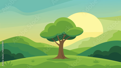 Tranquil Background Scene Illustration Combining Nature