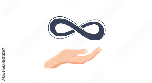Infinity symbol hand concept for endless possibilities and limitless potential