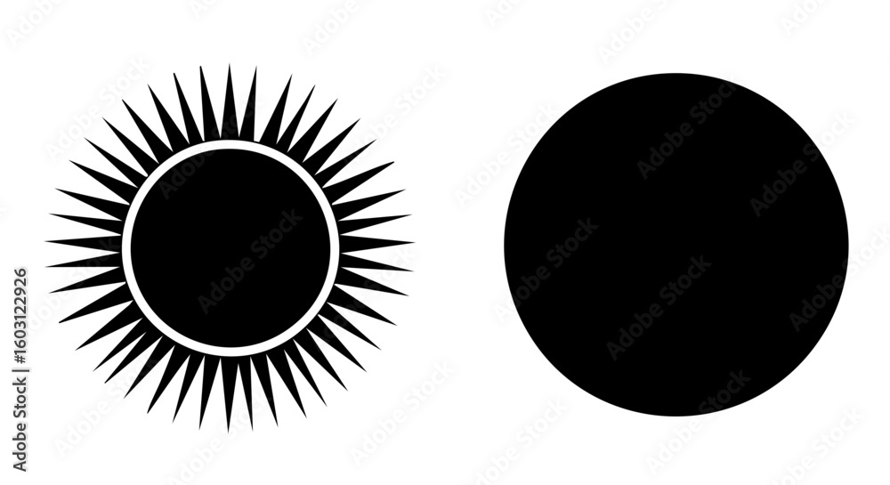 Fototapeta premium Sun and Moon in contrast on a seamless field.