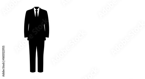 A silhouette of an elegant, classic black suit.