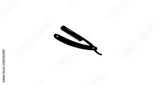 A minimalist silhouette of a classic straight razor, representing barber shop traditions and grooming.