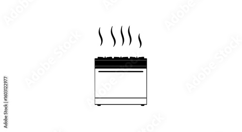 Illustration of a stove emitting steam.