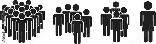 Diversity, inclusion, gender equality, business team, leadership, teamwork, social equality, group management, male female icon, people illustration, career concept, isolated on white